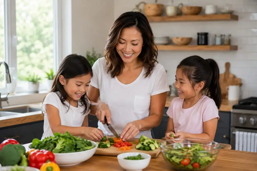 Emma-Thompson-in-the-kitchen-with-her-daughters