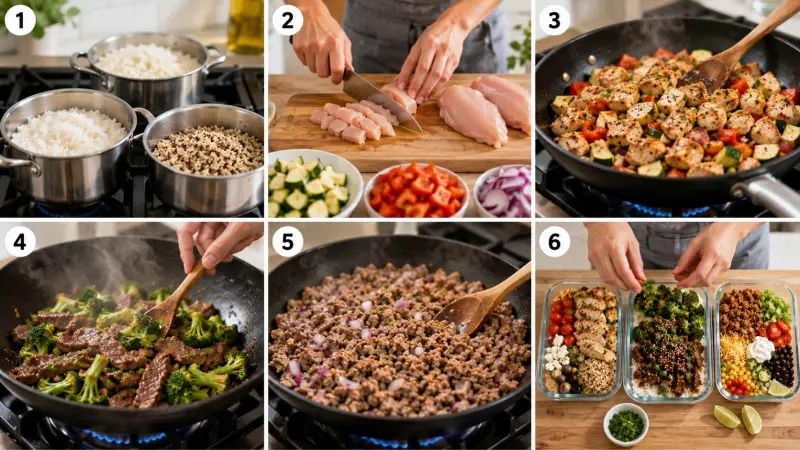 High Protein Meal Prep Ideas for Beginners (30 Min or Less) 3 Step-by-Step Beginner Meal Prep Process for High Protein Recipes