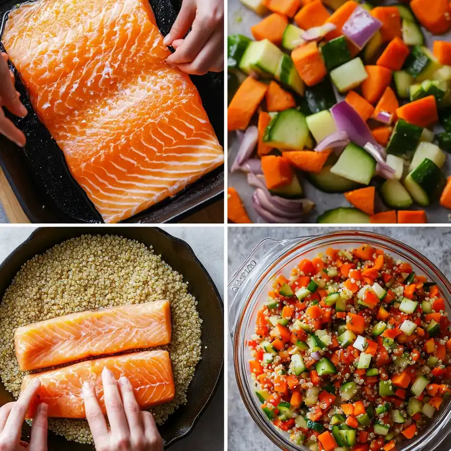 Easy High Protein Salmon Meal Prep Bowls (5 Days, 35g Protein) 4 Cooking steps