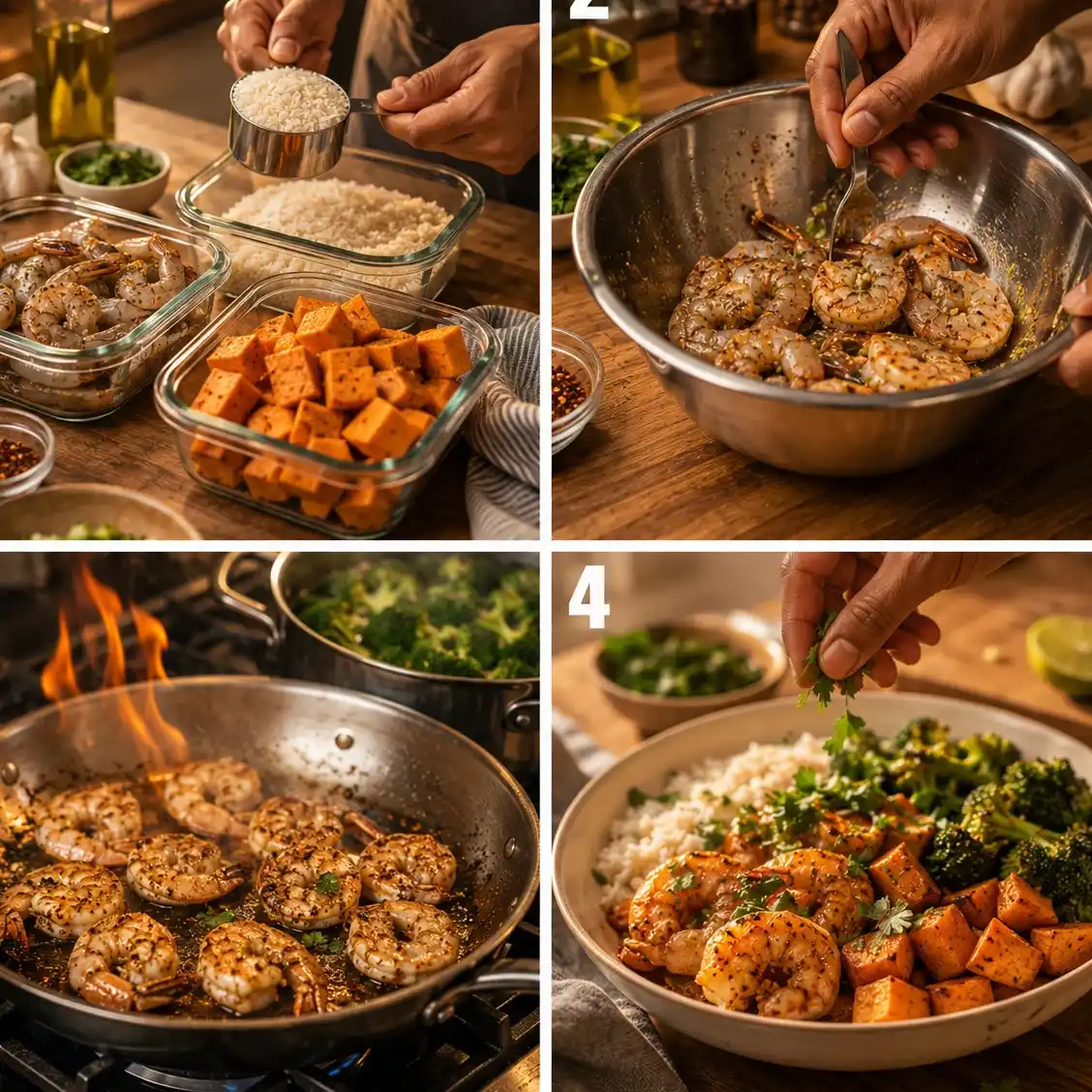Easy High Protein Shrimp Meal Prep Bowls (30g Protein, 5 Days) 4 Cooking steps