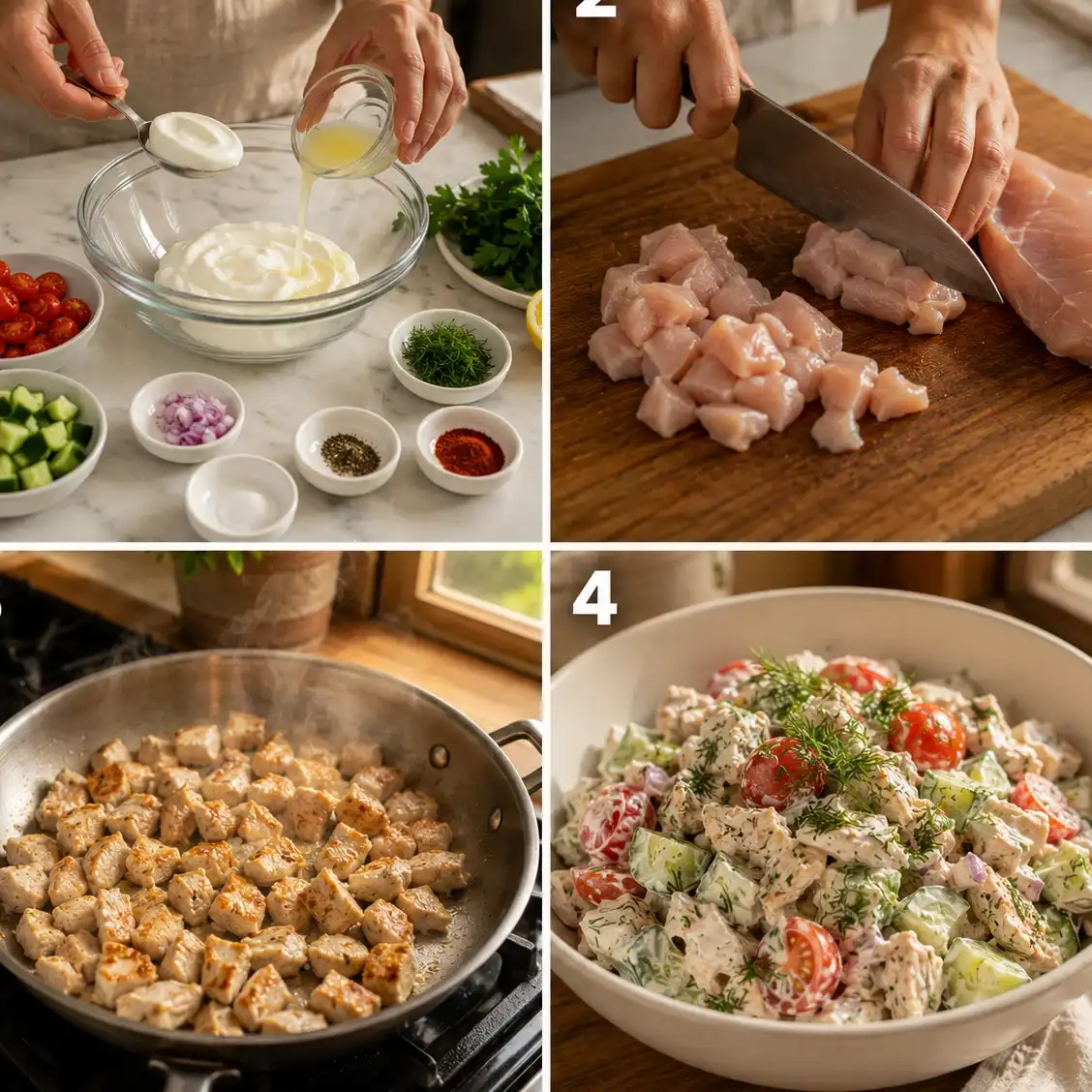 High Protein Greek Yogurt Chicken Salad (No Mayo, Meal Prep) 4 Cooking steps