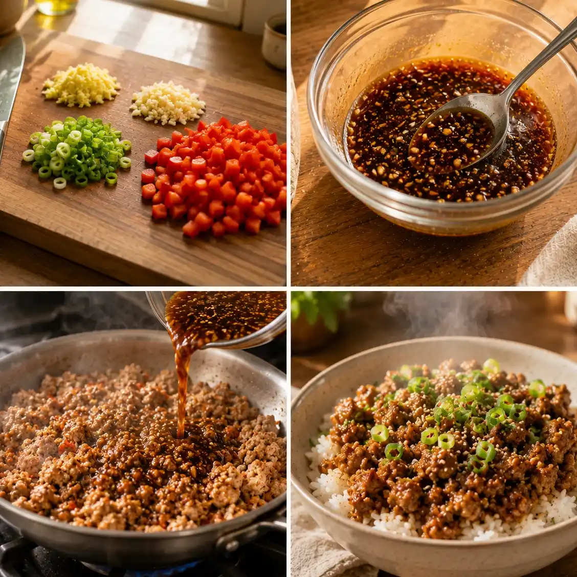 30-Minute Teriyaki Ground Turkey Rice Bowls (Cheap High Protein) 4 Cooking steps