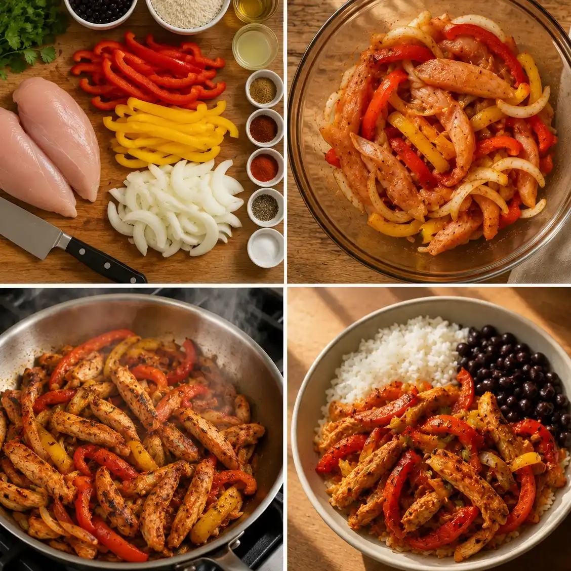Chicken Fajita Meal Prep Bowls (Easy Beginner Recipe, 30g Protein) 3 Cooking steps