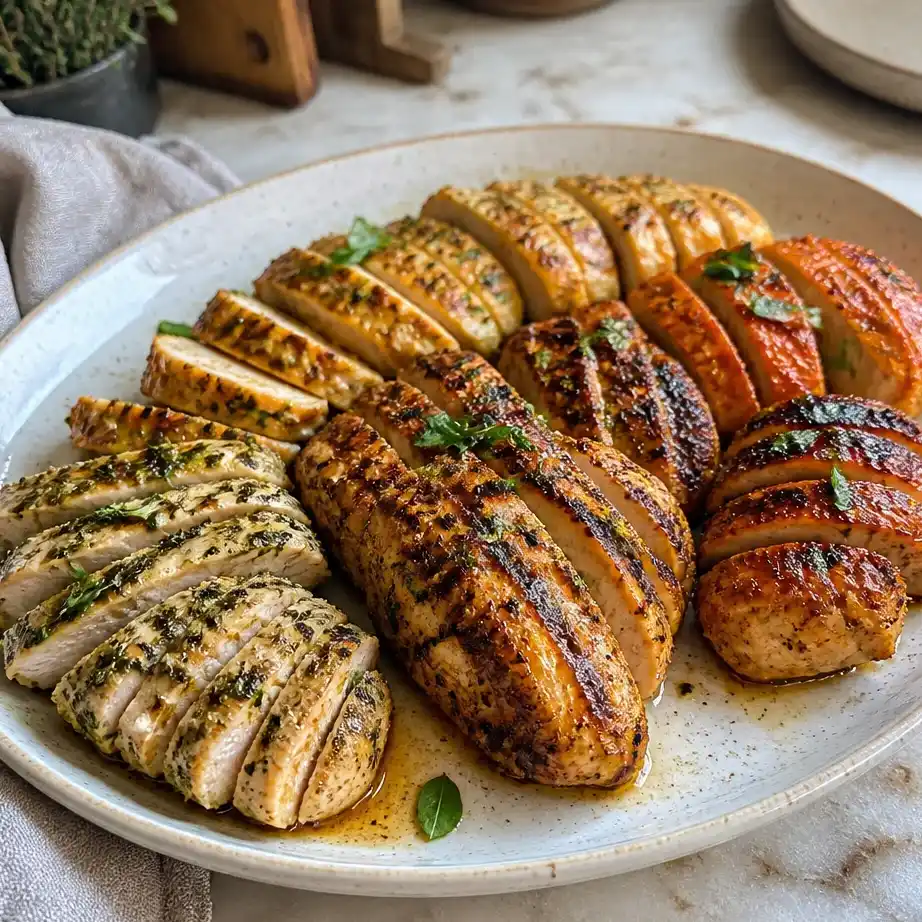 Healthy Chicken Marinades for Weight Loss Meal Prep (5 Flavors) 4 Chicken Marinades for Weight Loss displayed in five colorful bowls with seasoned poultry