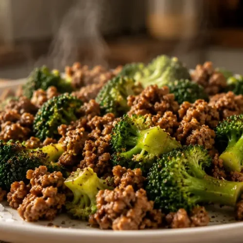 High Protein Ground Beef and Broccoli Meal Prep (Under $3 Per Serving) 6 Ground Beef and Broccoli Meal Prep portioned into containers for weekly high protein meals