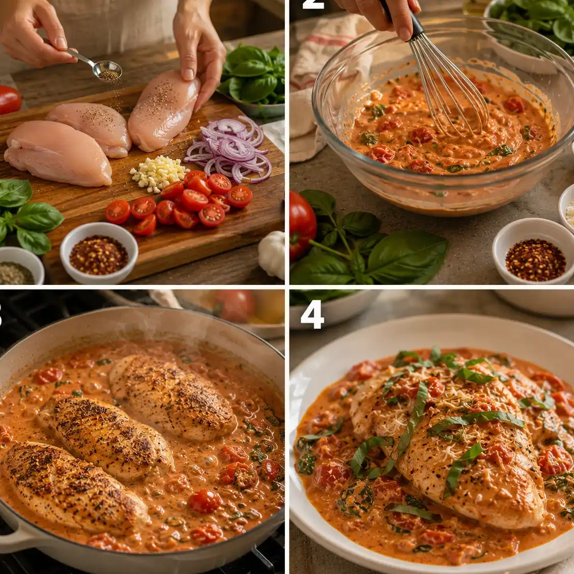 High Protein Marry Me Chicken Meal Prep (No Heavy Cream) 4 Cooking steps