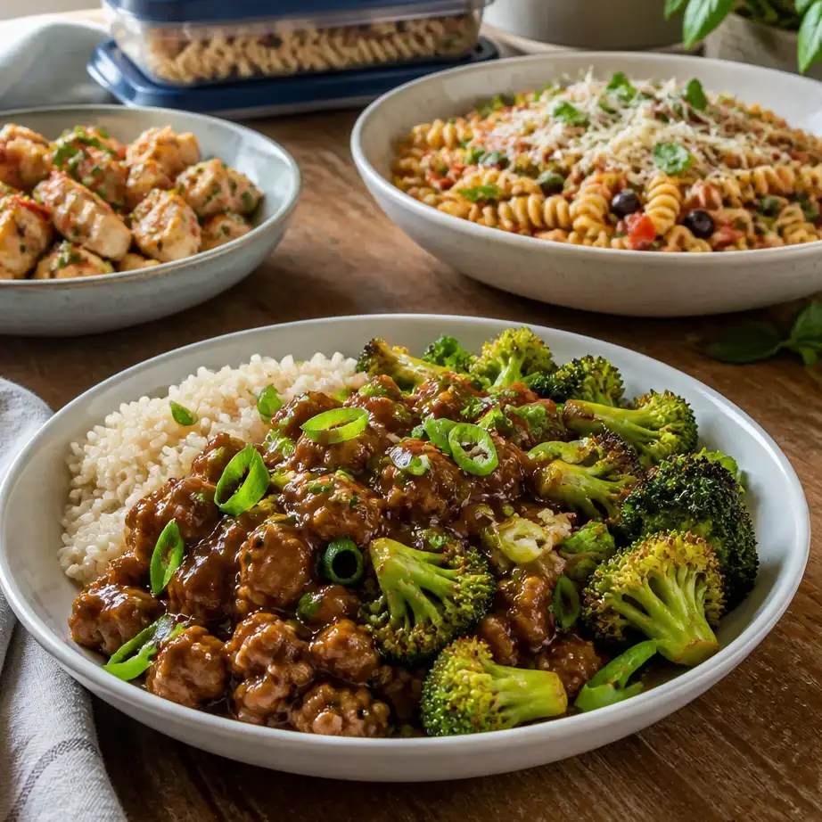 Meal Prep for Beginners on a Budget featuring colorful protein containers ready for weekly meal planning.