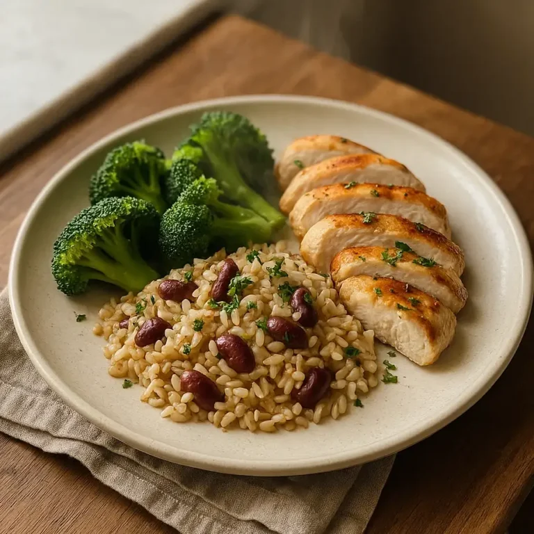 High Protein Meal Prep for Muscle Gain featuring grilled chicken breast with quinoa and broccoli