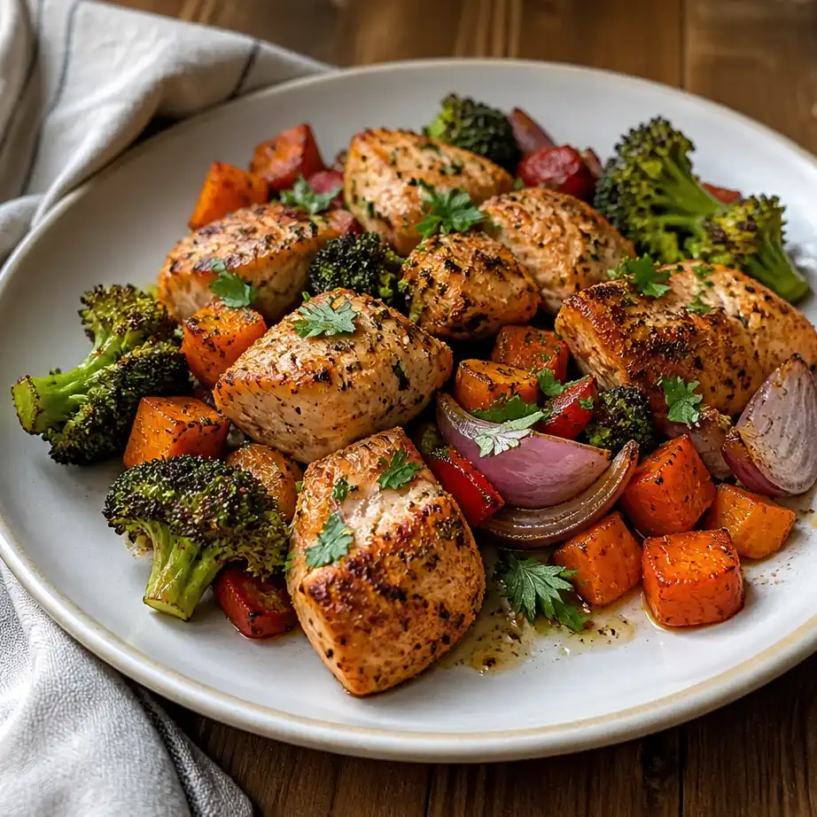 High Protein Sheet Pan Meals for Weight Loss (One Pan, Low Calorie) served beautifully, ready to eat