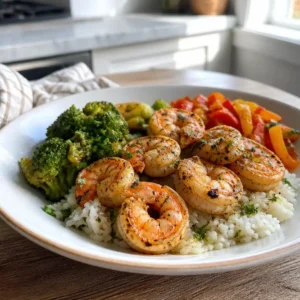 High Protein Shrimp Lunch Meal Prep (Quick, Under 400 Cal) 6 Shrimp Lunch Meal Prep container filled with protein-rich shrimp, fresh vegetables, and nutritious grains