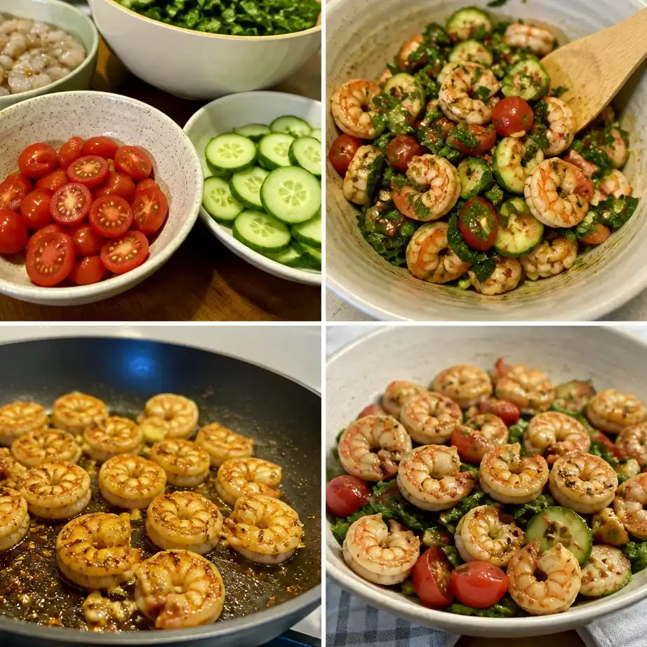 High Protein Shrimp Lunch Meal Prep (Quick, Under 400 Cal) 4 Cooking steps