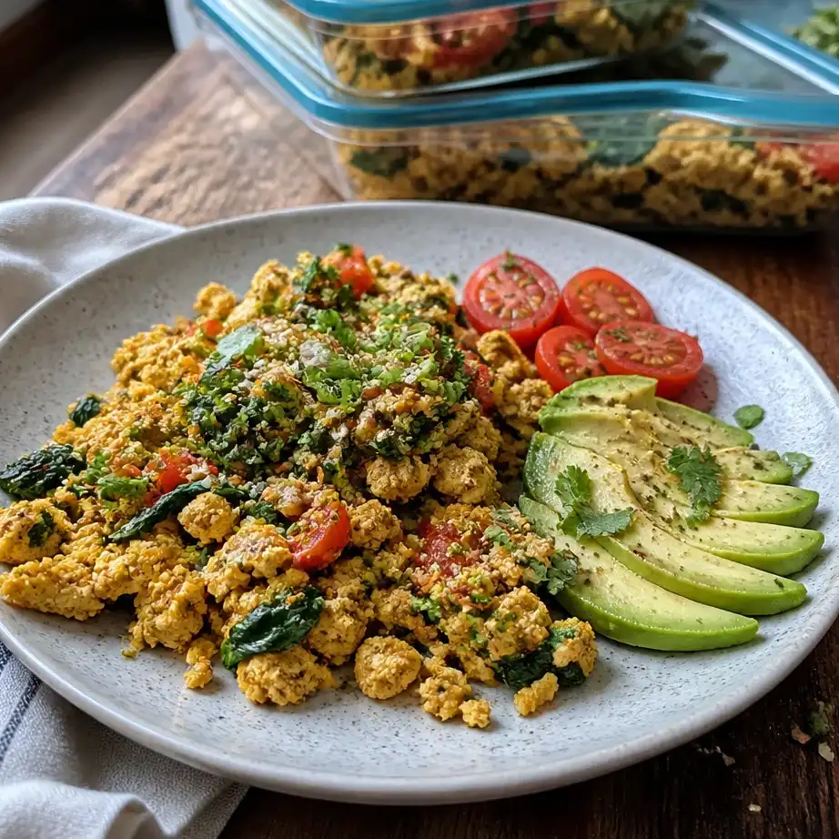 High Protein Tofu Scramble Breakfast Meal Prep (Plant-Based, 5 Days) 2 Feature image