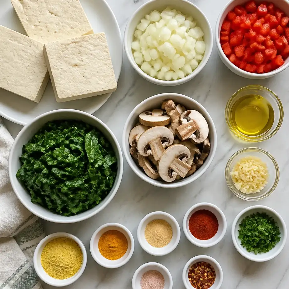 High Protein Tofu Scramble Breakfast Meal Prep (Plant-Based, 5 Days) 3 Ingredients