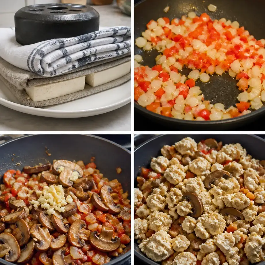 High Protein Tofu Scramble Breakfast Meal Prep (Plant-Based, 5 Days) 4 Cooking steps