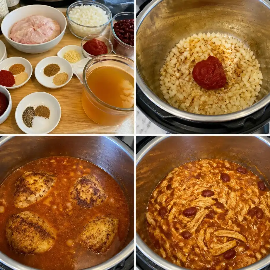 Instant Pot Chicken Burrito Bowls (Easy High Protein Meal Prep) 4 Cooking steps