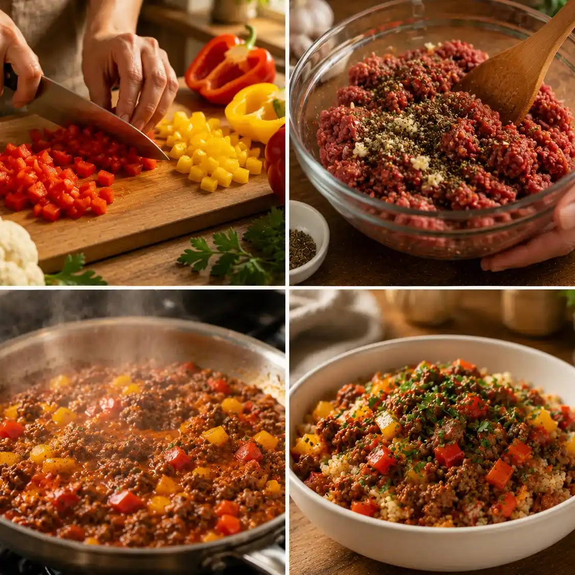 Meal Prep Unstuffed Pepper Bowls (High Protein, Low Calorie) 4 Cooking steps