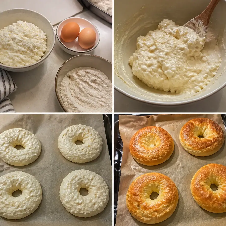 3-Ingredient Cottage Cheese Bagels (High Protein Breakfast) 4 Cooking steps