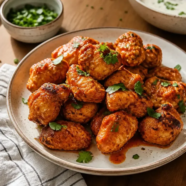 Air Fryer Buffalo Chicken Bites (Low Carb High Protein Meal Prep) 10 Air Fryer Buffalo Chicken Bites golden and crispy coated in spicy buffalo sauce for meal prep