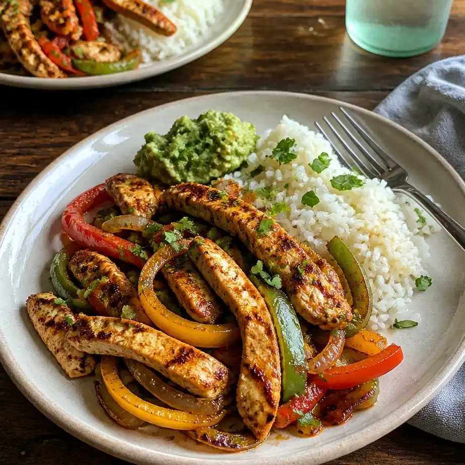 Air Fryer Chicken Fajitas Meal Prep (High Protein, One Basket) 5 Serving