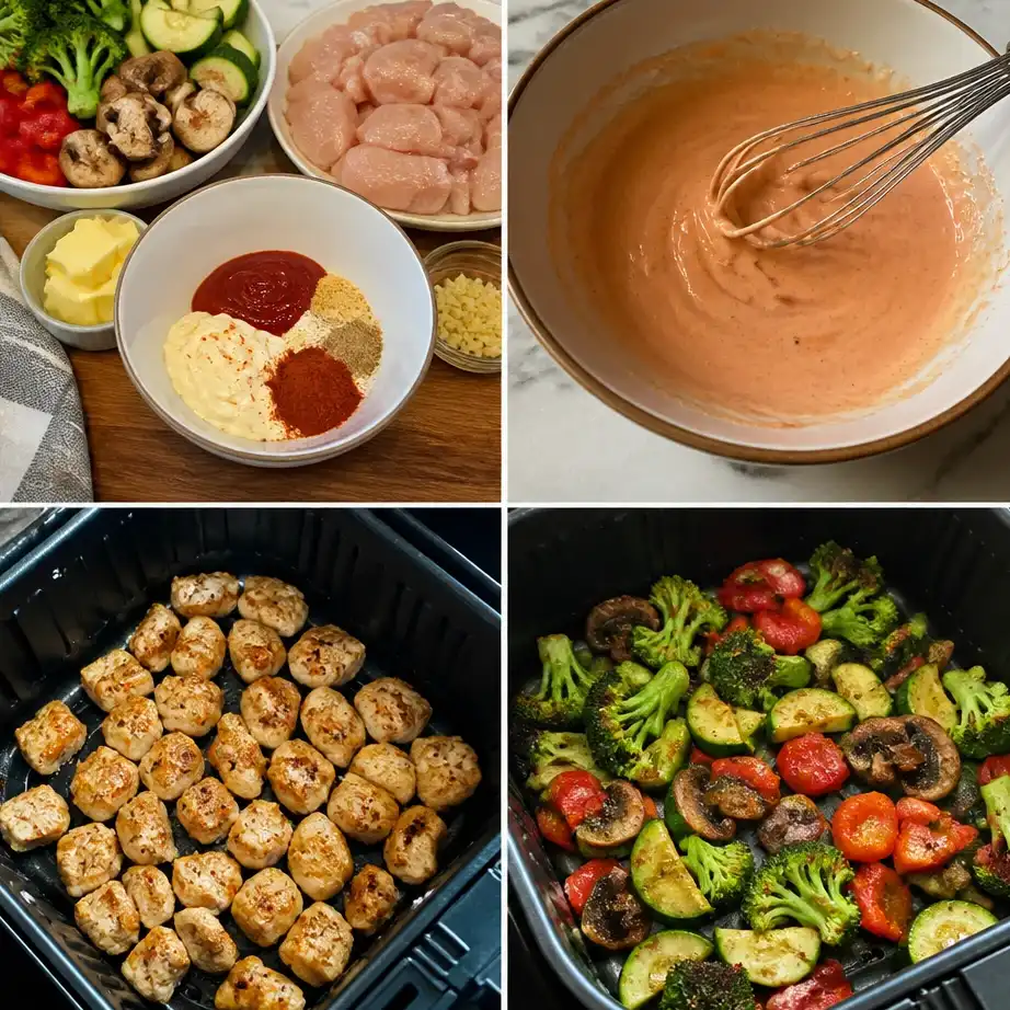 Air Fryer Chicken Hibachi Meal Prep (High Protein, Yum Yum Sauce) 4 Cooking steps
