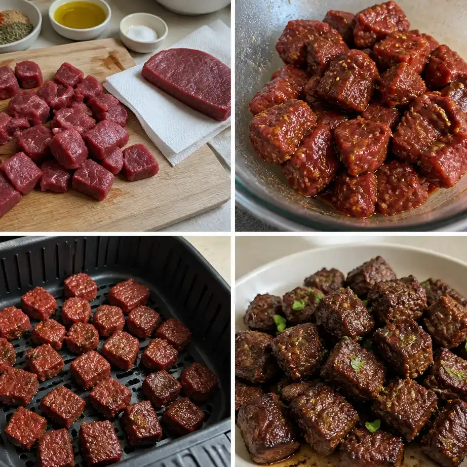 Air Fryer Steak Bites Meal Prep (High Protein, 10 Minutes) 4 Cooking steps