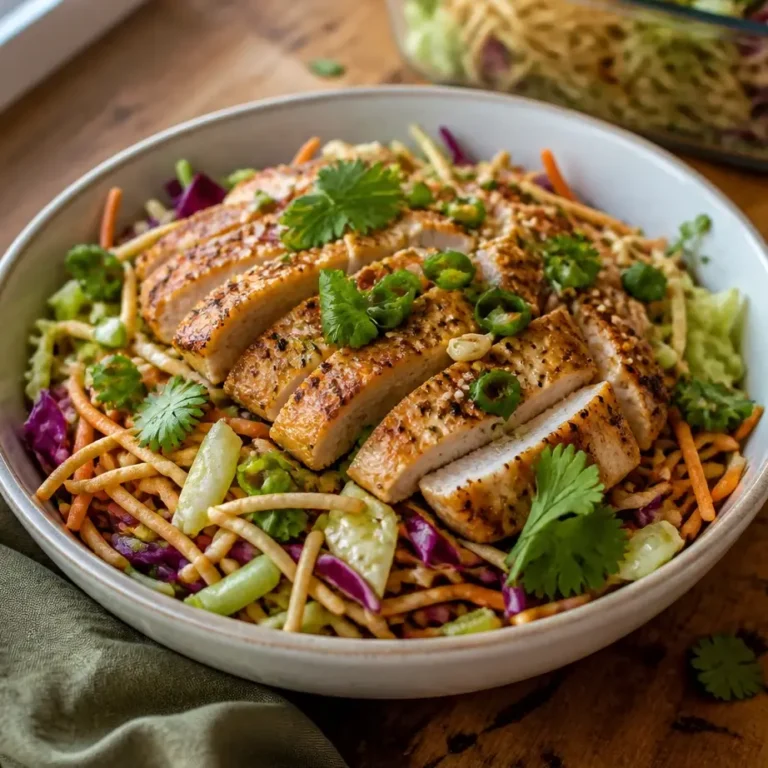 Asian Chicken Crunch Salad Meal Prep (High Protein, Stays Crispy) 12 Asian Chicken Crunch Salad with tender grilled chicken, crispy vegetables, and creamy sesame dressing