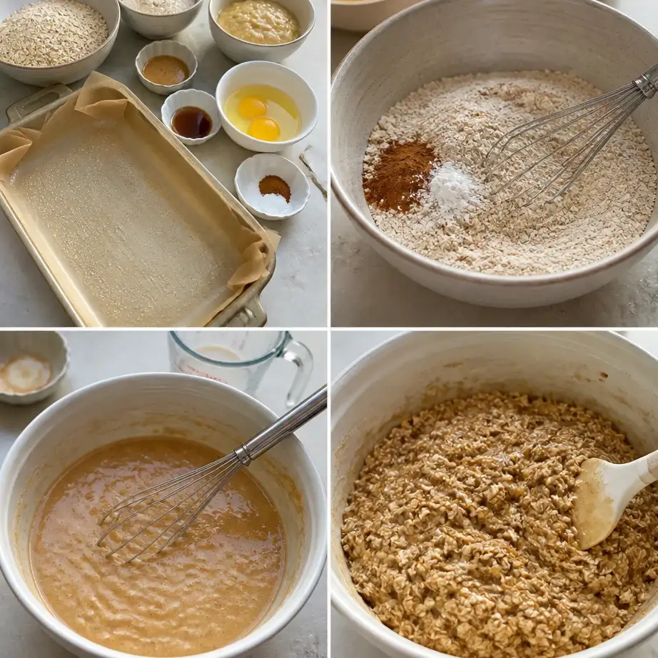 Banana Protein Baked Oatmeal Bars (High Protein Breakfast Meal Prep) 4 Cooking steps