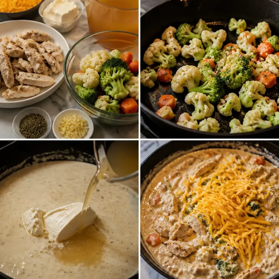 Creamy Low Carb Chicken Casserole (High Protein Dinner Meal Prep) 4 Cooking steps