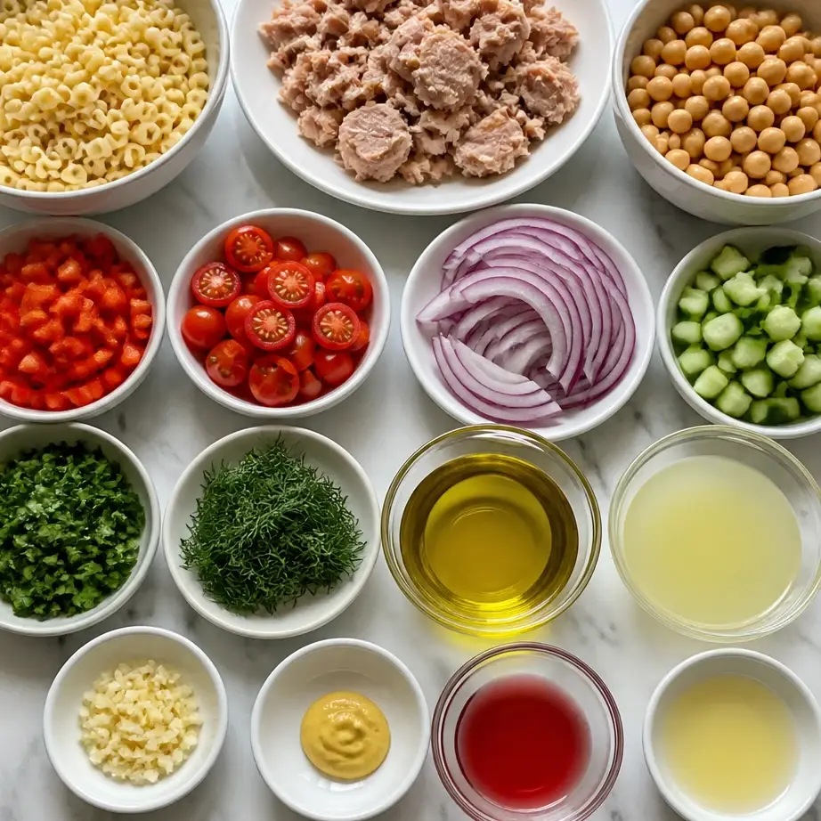 Easy Tuna Pasta Salad Meal Prep (High Protein, No Mayo Option) 3 Ingredients