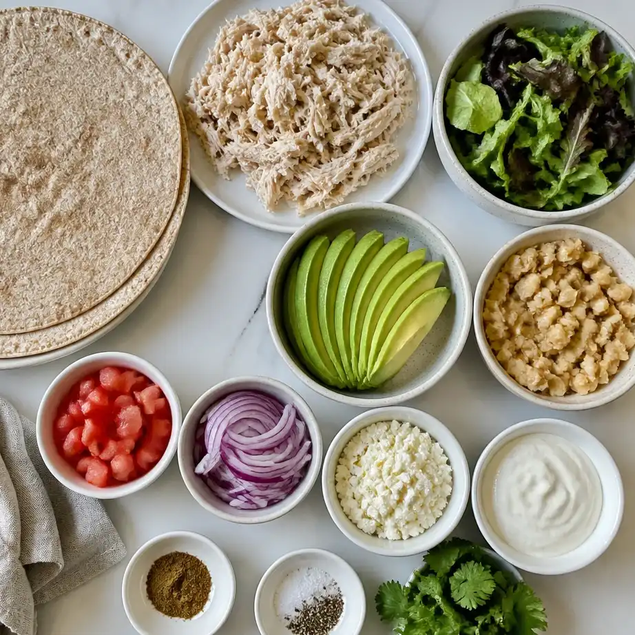 High Protein Chicken Avocado Wraps (Lunch Meal Prep) 3 Ingredients