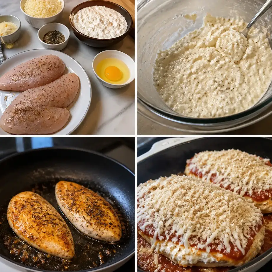 High Protein Chicken Parmesan Casserole (36g Protein) 4 Cooking steps