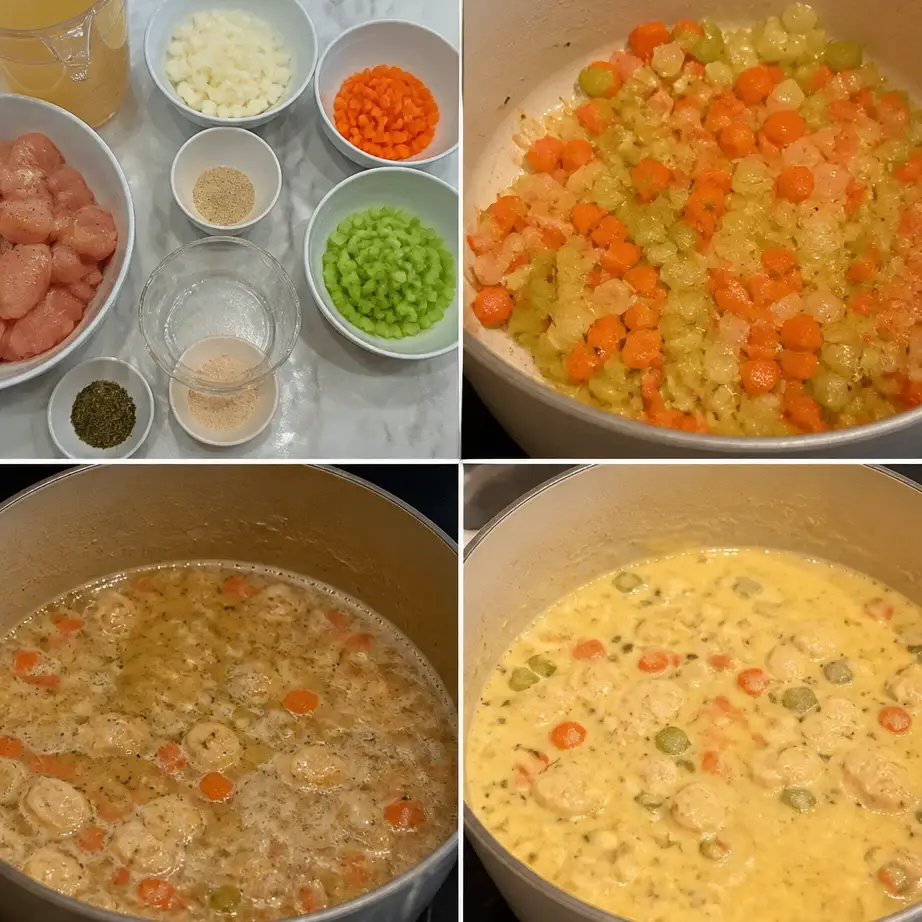 High Protein Crustless Chicken Pot Pie (Dinner Meal Prep) 4 Cooking steps