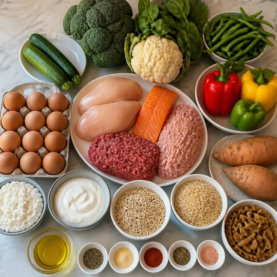 High Protein Meal Prep for Weight Loss (1200-Calorie 5-Day Plan) 3 1200-calorie meal prep plan-Ingredients