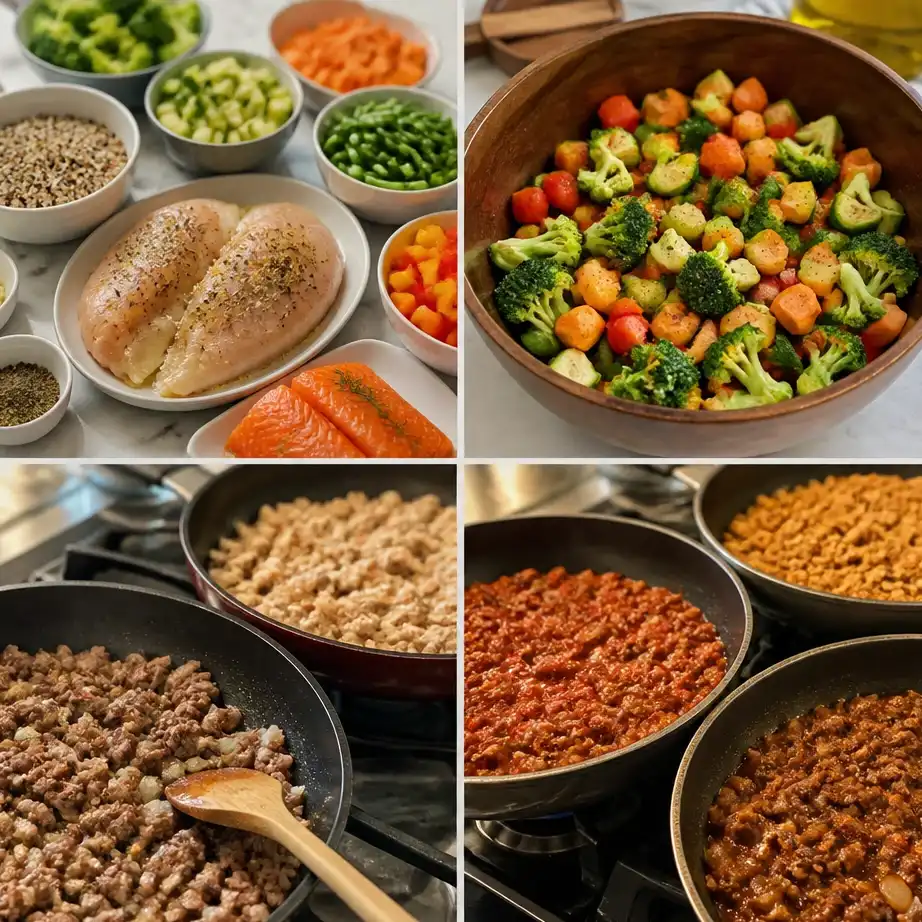 High Protein Meal Prep for Weight Loss (1200-Calorie 5-Day Plan) 4 1200-calorie meal prep plan-Cooking steps