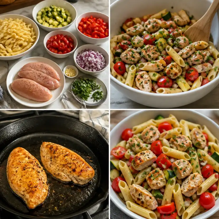 High Protein Pasta Salad Meal Prep (Cold Lunch for the Week) 4 Cooking steps
