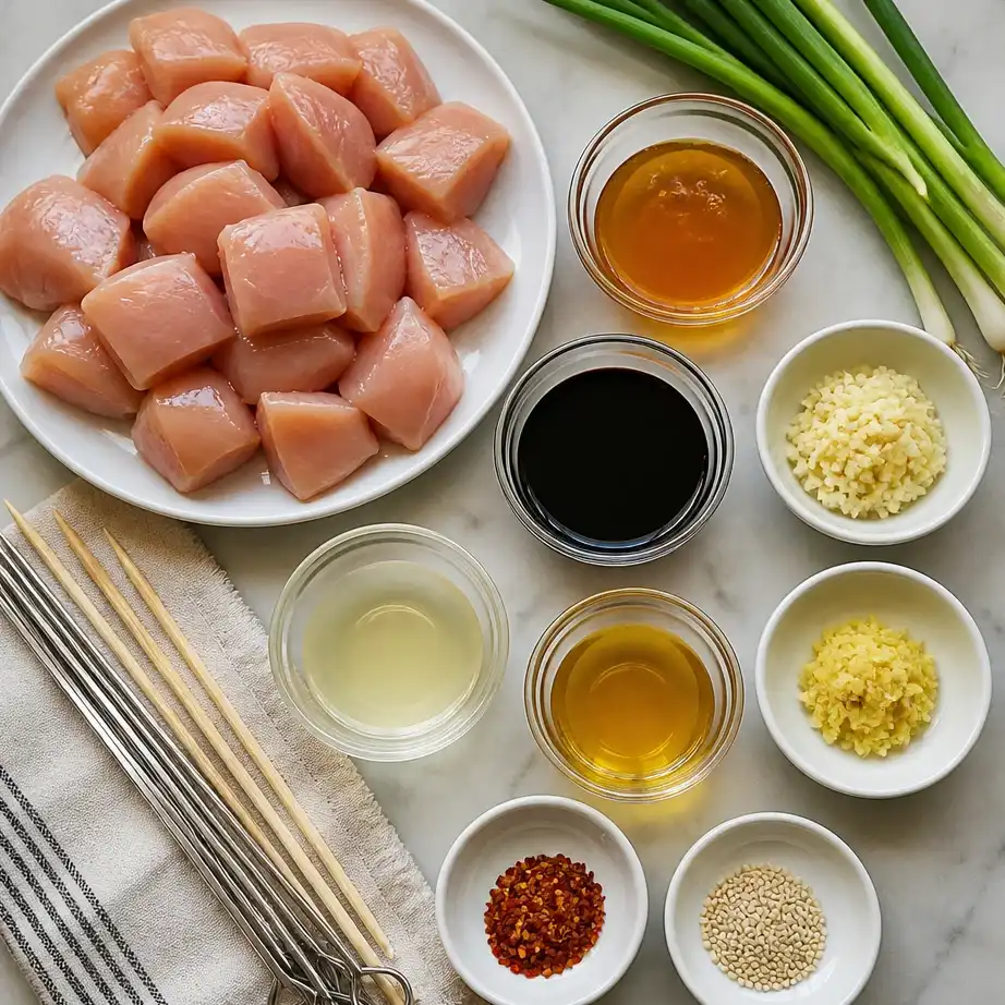 Honey Garlic Chicken Skewers (High Protein Dinner Meal Prep) 3 Ingredients