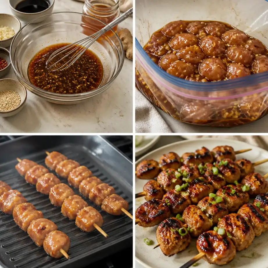 Honey Garlic Chicken Skewers (High Protein Dinner Meal Prep) 4 Cooking steps