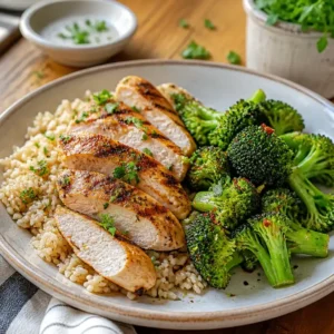 Track Macros for High Protein meal prep containers displaying perfectly portioned chicken, rice, and vegetables