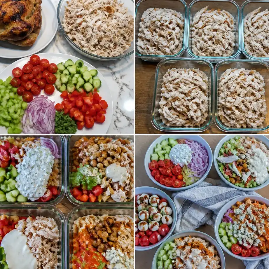 Rotisserie Chicken Meal Prep: 5 Easy High Protein Meals (No Cooking) 4 Cooking steps