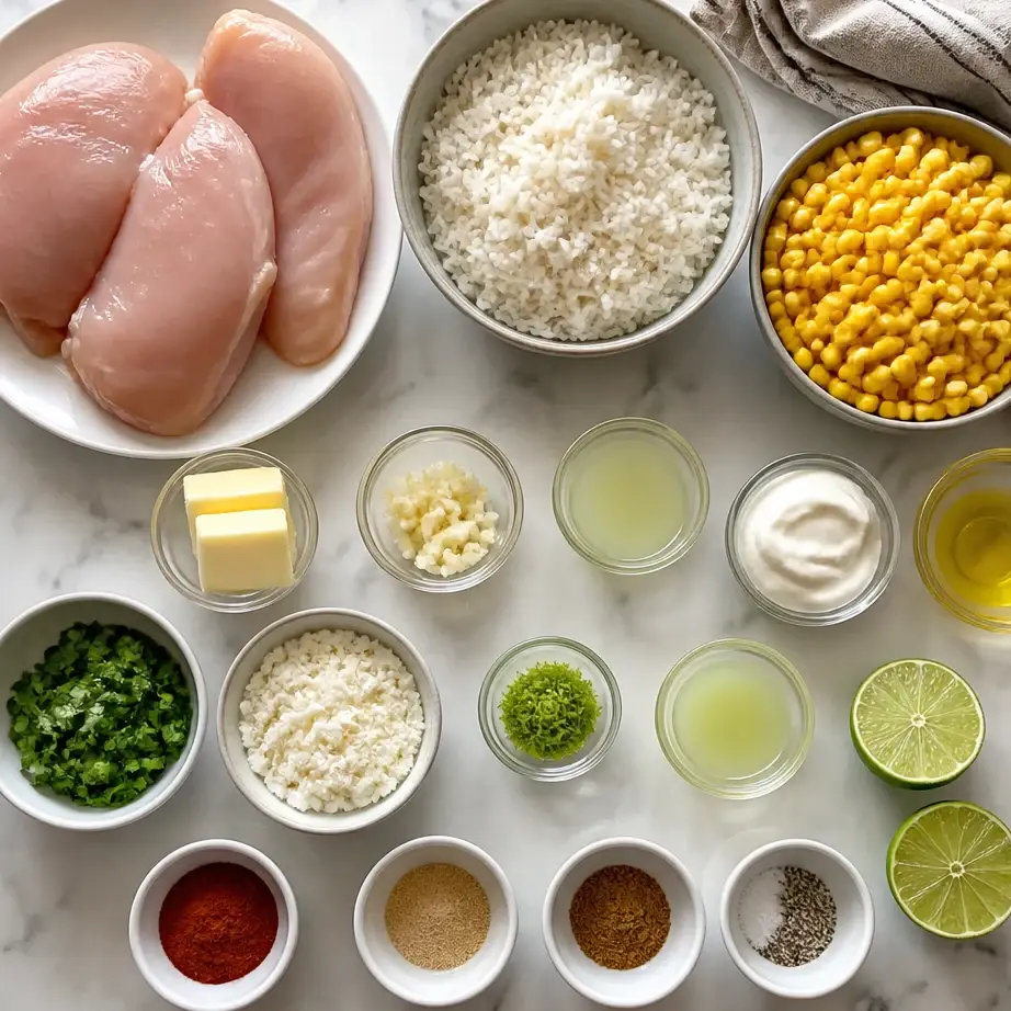 Street Corn Chicken Rice Bowls (High Protein Lunch Meal Prep) 3 Ingredients