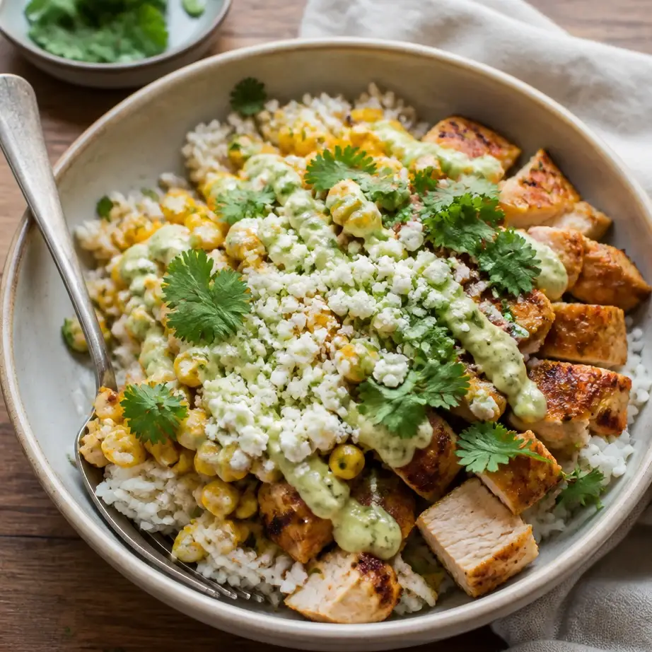 Street Corn Chicken Rice Bowls (High Protein Lunch Meal Prep) 5 Serving